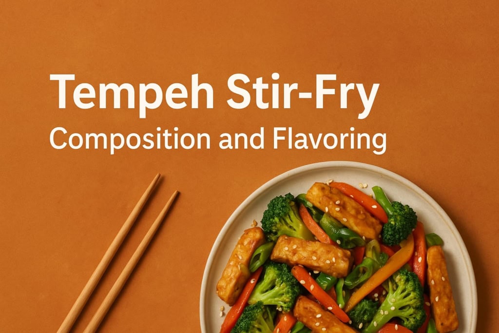 Vegan stir-fry with tofu, broccoli, carrots, and bell peppers, featuring a flavorful soy-based sauce, perfect for a healthy and delicious plant-based meal.