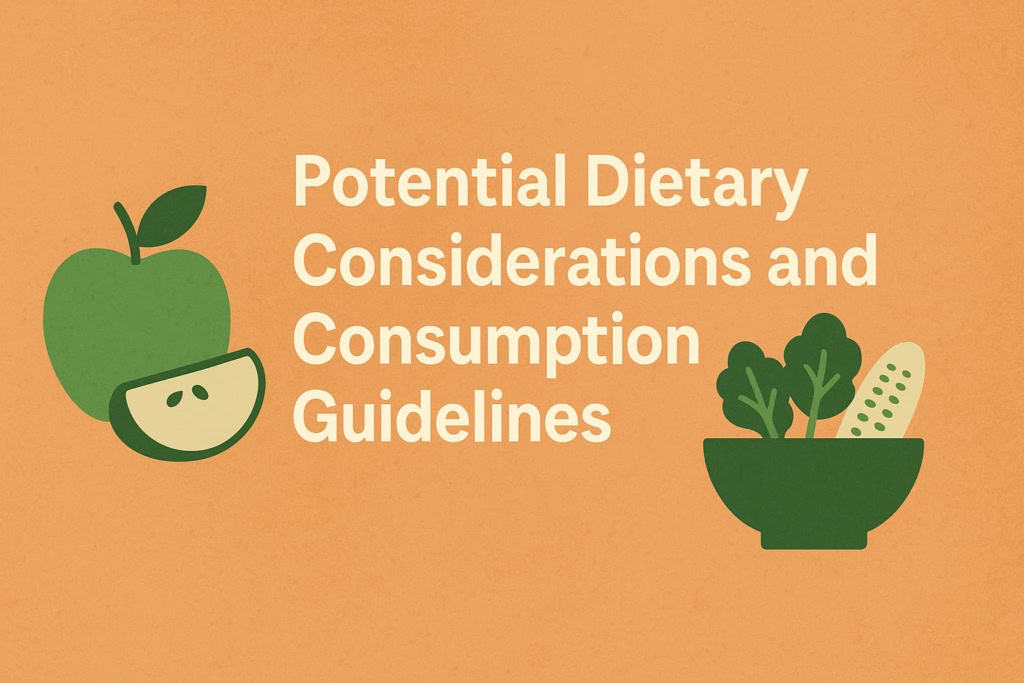 “Potential dietary considerations and consumption guidelines for a balanced diet, featuring fruits and vegetables as key components”.