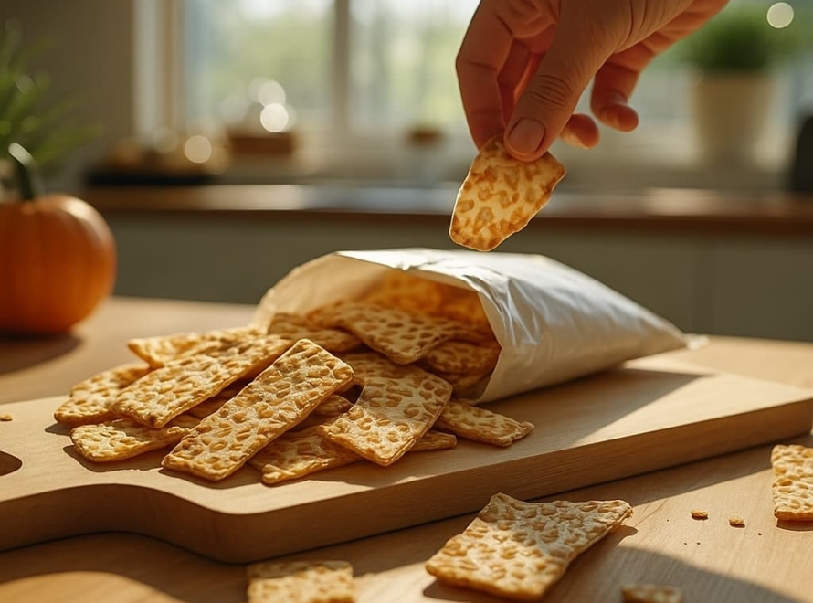 “Vibrant citrus slices spill out of a bag, inviting you to discover the refreshing flavor of homemade snacks”.