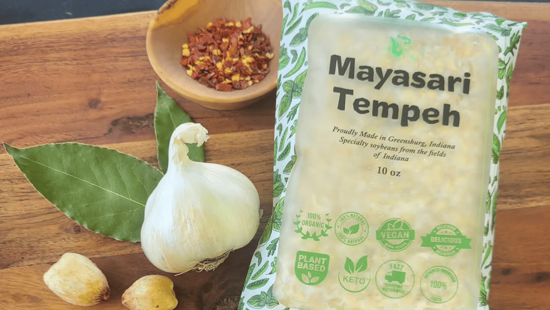 “A person holding a Soya Maya tempeh chips bag, highlighting a healthy alternative to salted tempeh crisps on a picnic blanket”.