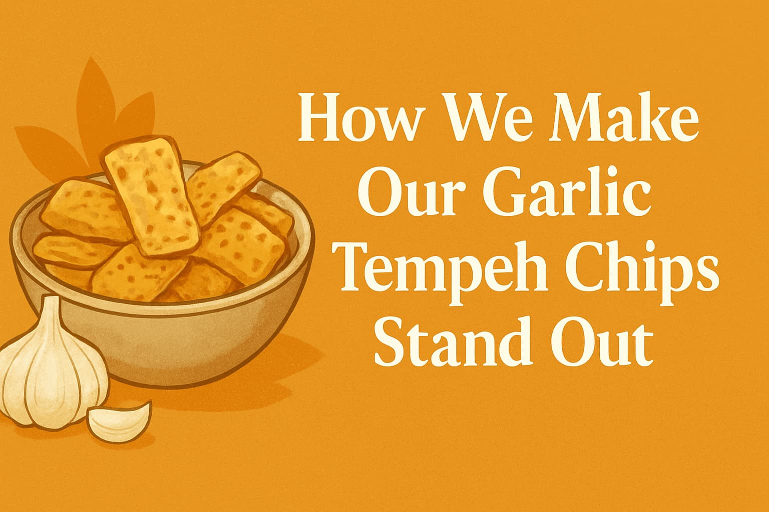 “Healthy garlic tempeh chips from Soya Maya, showcased with their unique production process to deliver a flavorful snack”.