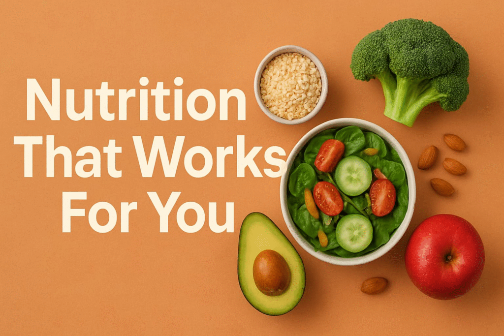 “Nutritious and wholesome ingredients, including broccoli, salad, and almonds, showcase a balanced diet for optimal health”.