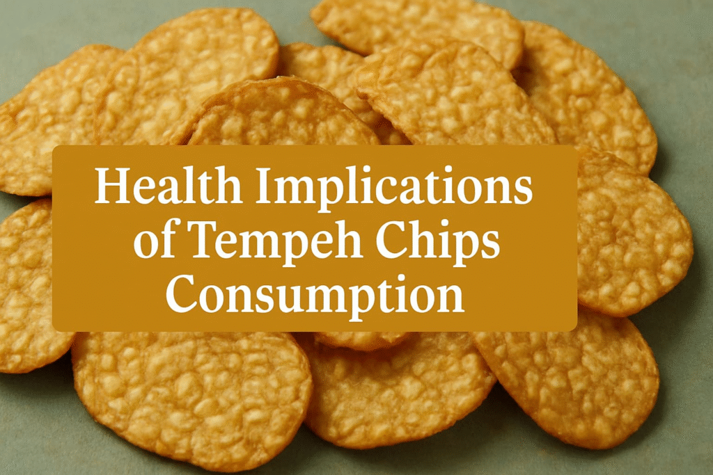 Tempeh chips on a green background with text "Health Implications of Tempeh Chips Consumption"