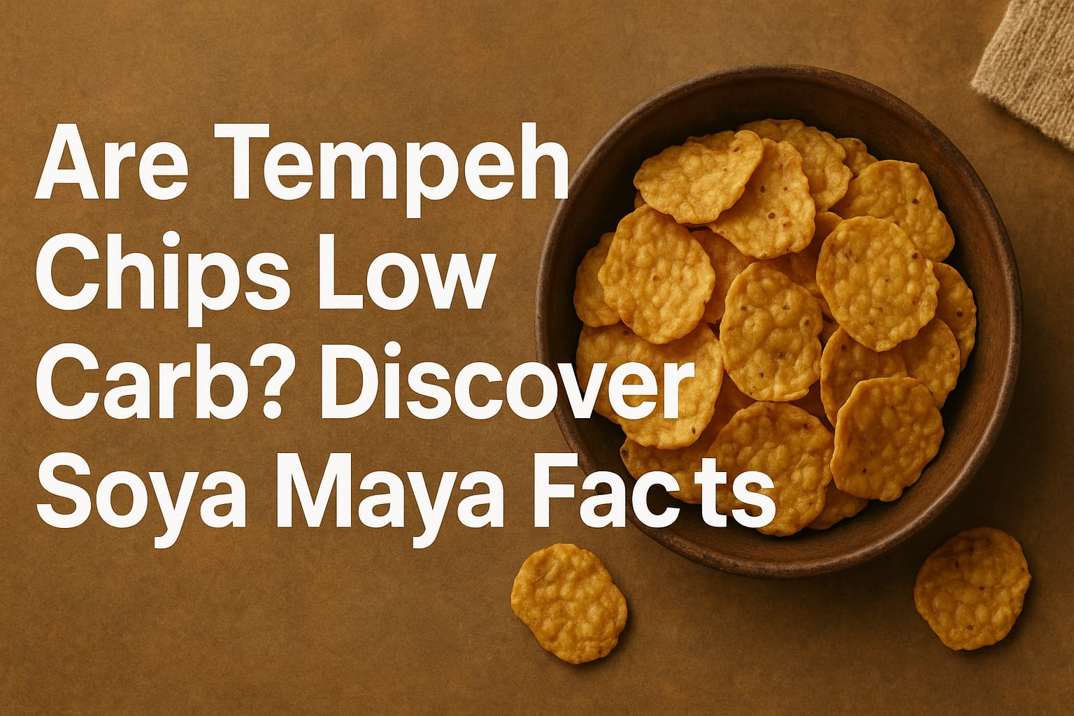 “Bowl of tempeh chips with text "Are Tempeh Chips Low Carb? Discover Soya Maya Facts"
