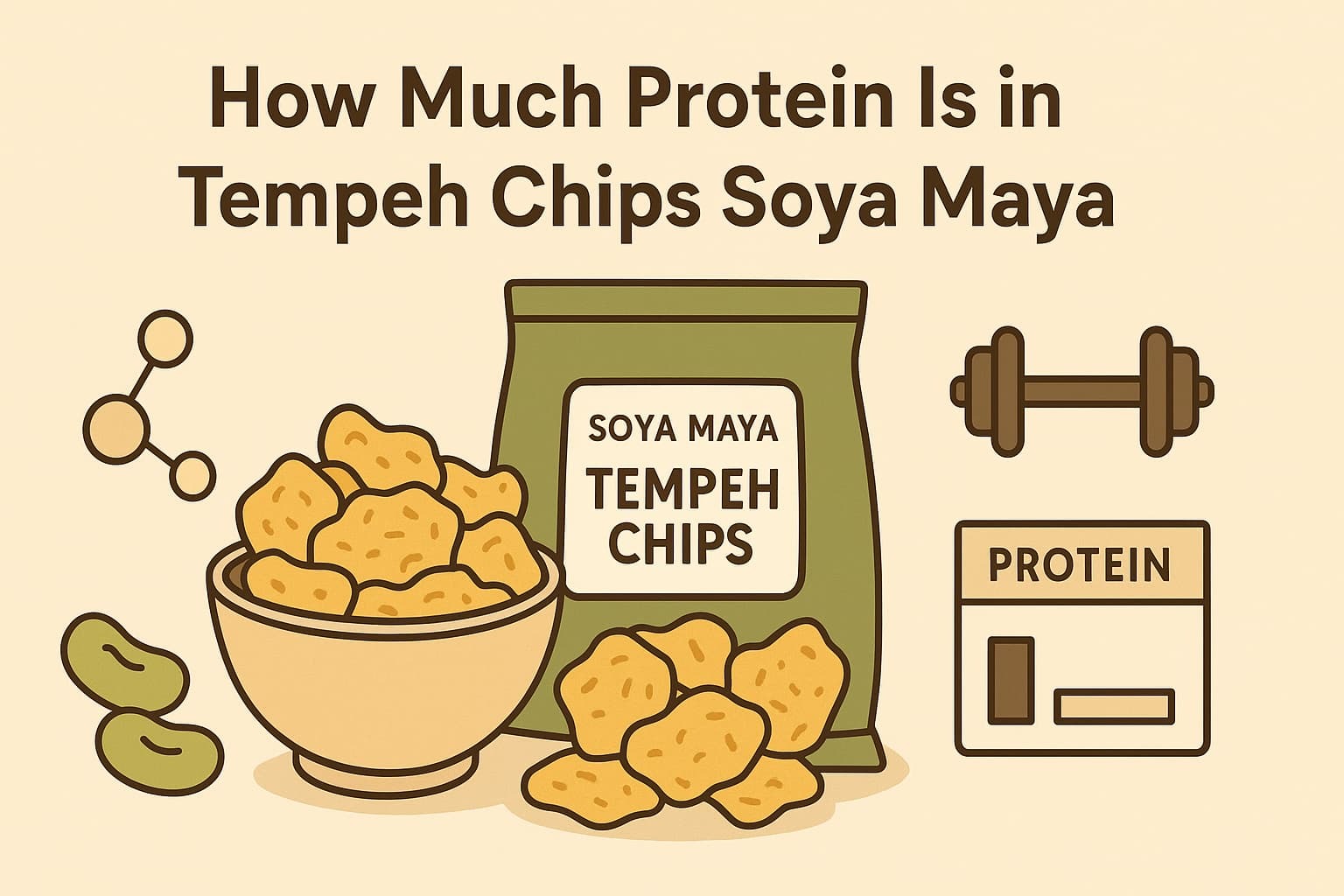 “Amount of protein in Tempeh Chips Soya Maya, a healthy snack option with protein content displayed”.