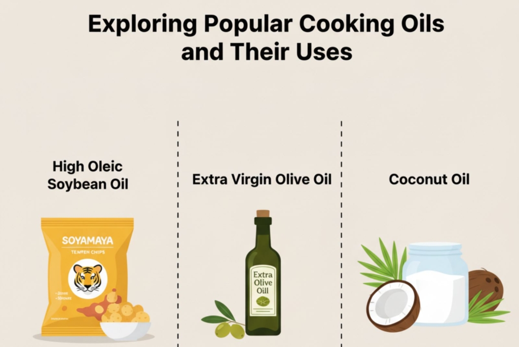SoYama Soybean Chips packet illustration highlighting soybean oil usage alternative.