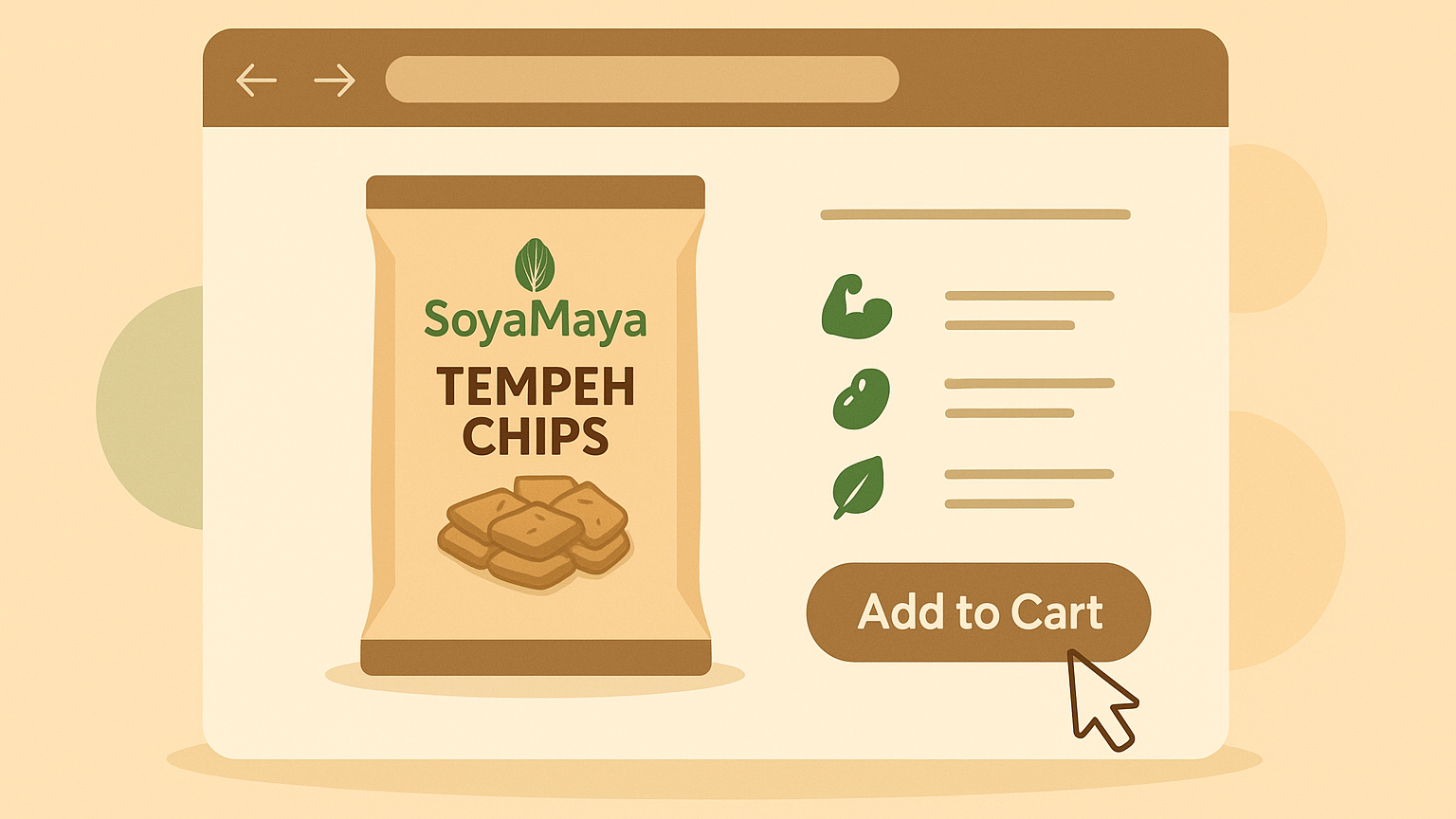 “Visually appealing product page for purchasing SoyaMaya Tempeh Chips through a seamless e-commerce platform.”