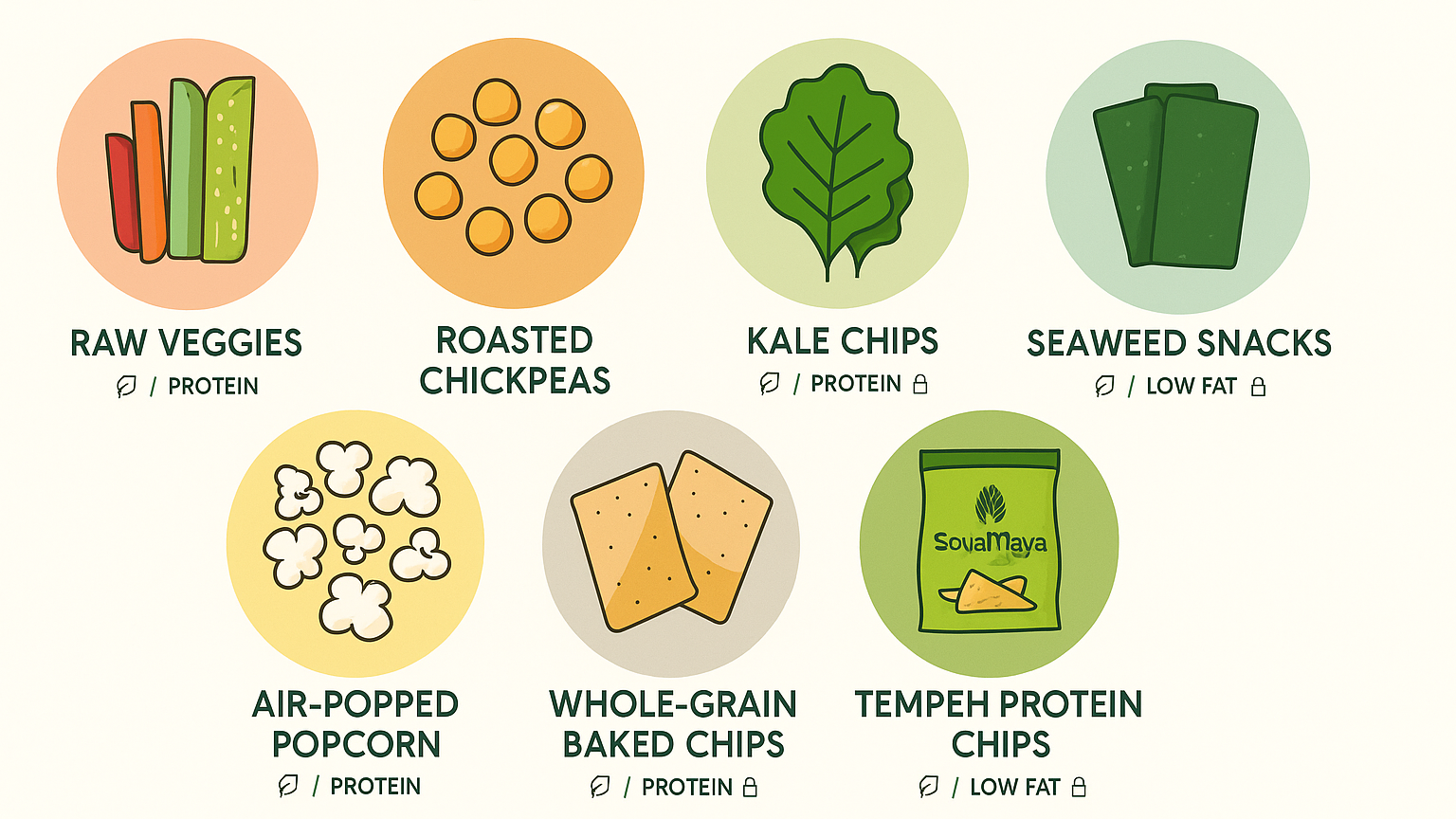 “Healthy Chip Alternatives: Satisfy Your Cravings the Healthy Way featuring low-fat, high-protein snack options like SoyaMaya chips.”