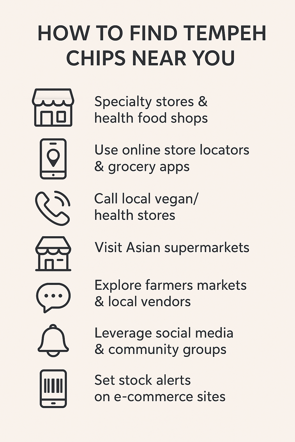 “Learn [How to Find Tempeh Chips Near You: Simple Tips for Easy Snacking] using the helpful information and icons provided in this image.”