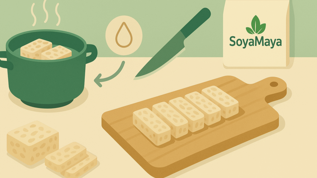 “Tempeh Chips Recipe: Explore the preparation of a crispy, bold snack using the essential ingredients shown.”