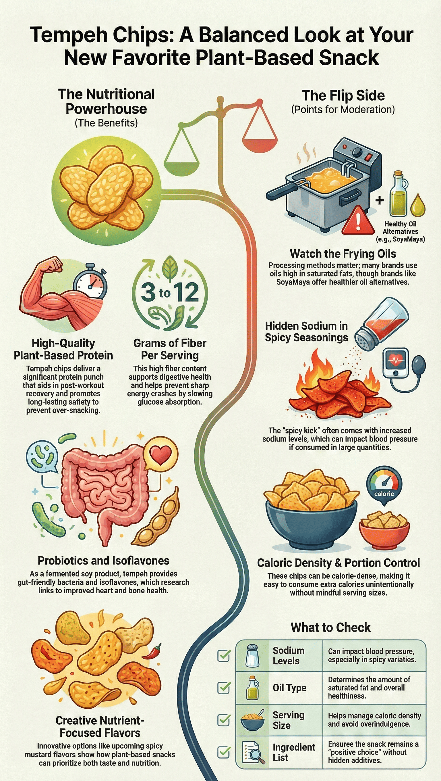 Examining the potential health advantages of enjoying spicy tempeh chips as a nutritious snack option.