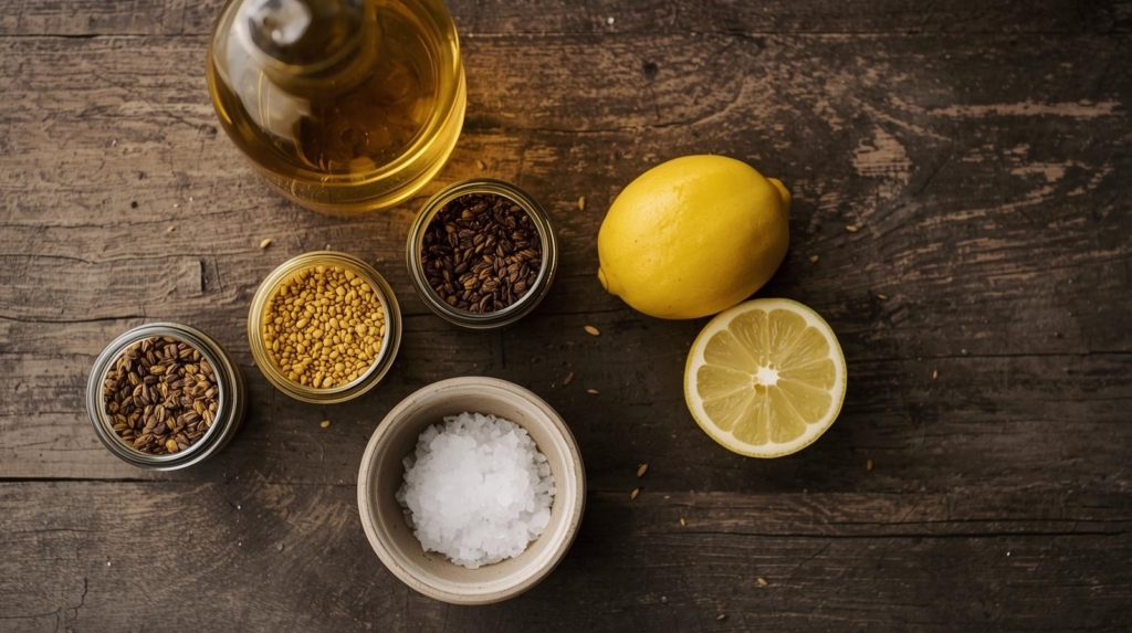 Mustard seed varieties and ingredients showing what makes a good spicy mustard flavor from scratch
