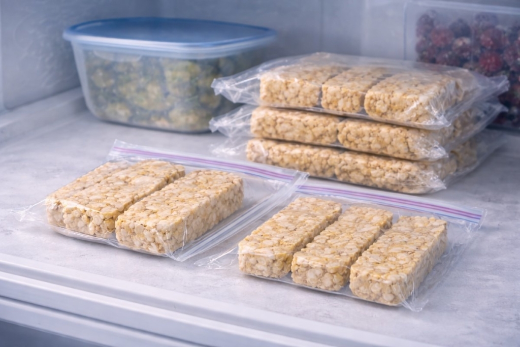 Does tempeh need to be refrigerated? Sliced tempeh sealed in freezer bags and stored flat for long-term freezing.