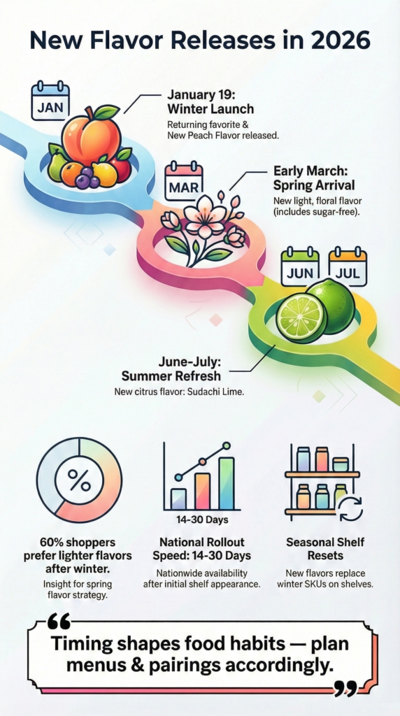 2026 flavor release calendar illustrating when is the new flavor coming out throughout the year for consumers