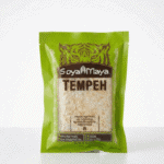 SoyaMaya green tempeh package on white background, where to source non-gmo tempeh for your diet