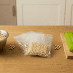 Step-by-step process of fermenting tempeh with soybeans and starter culture.